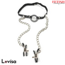 O-Ring Gag with Nipple Clamps