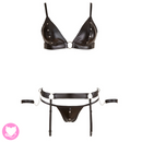 Set with a bra, suspender belt and string