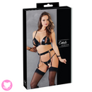 Set with a bra, suspender belt and string
